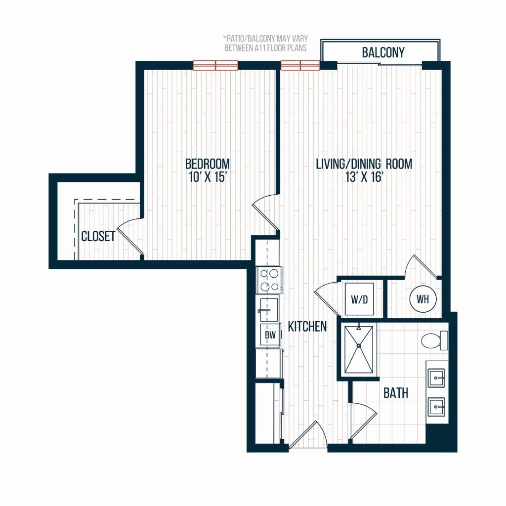 Capitol Rose Luxury Apartments in Washington, DC A11 A Floor Plan